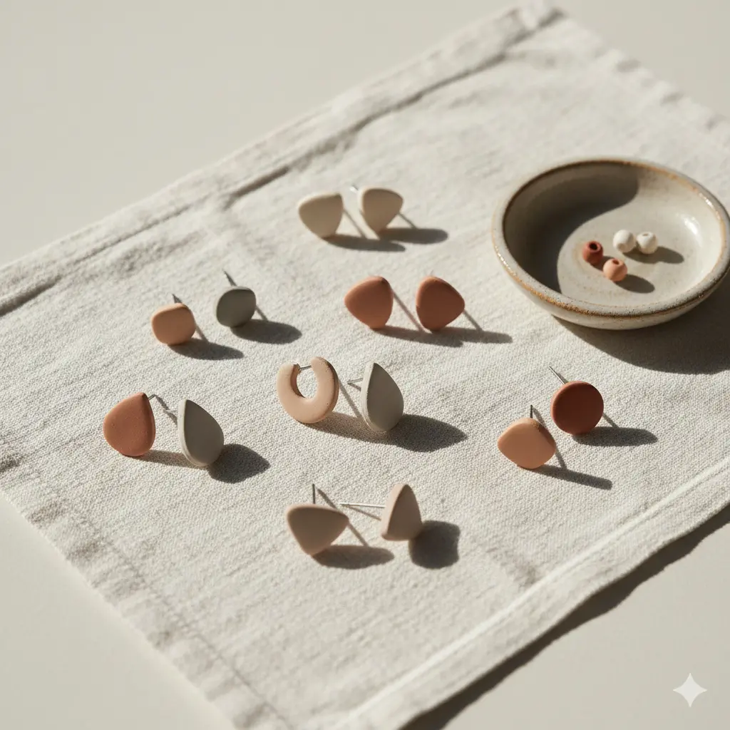 Everyday handmade clay earrings